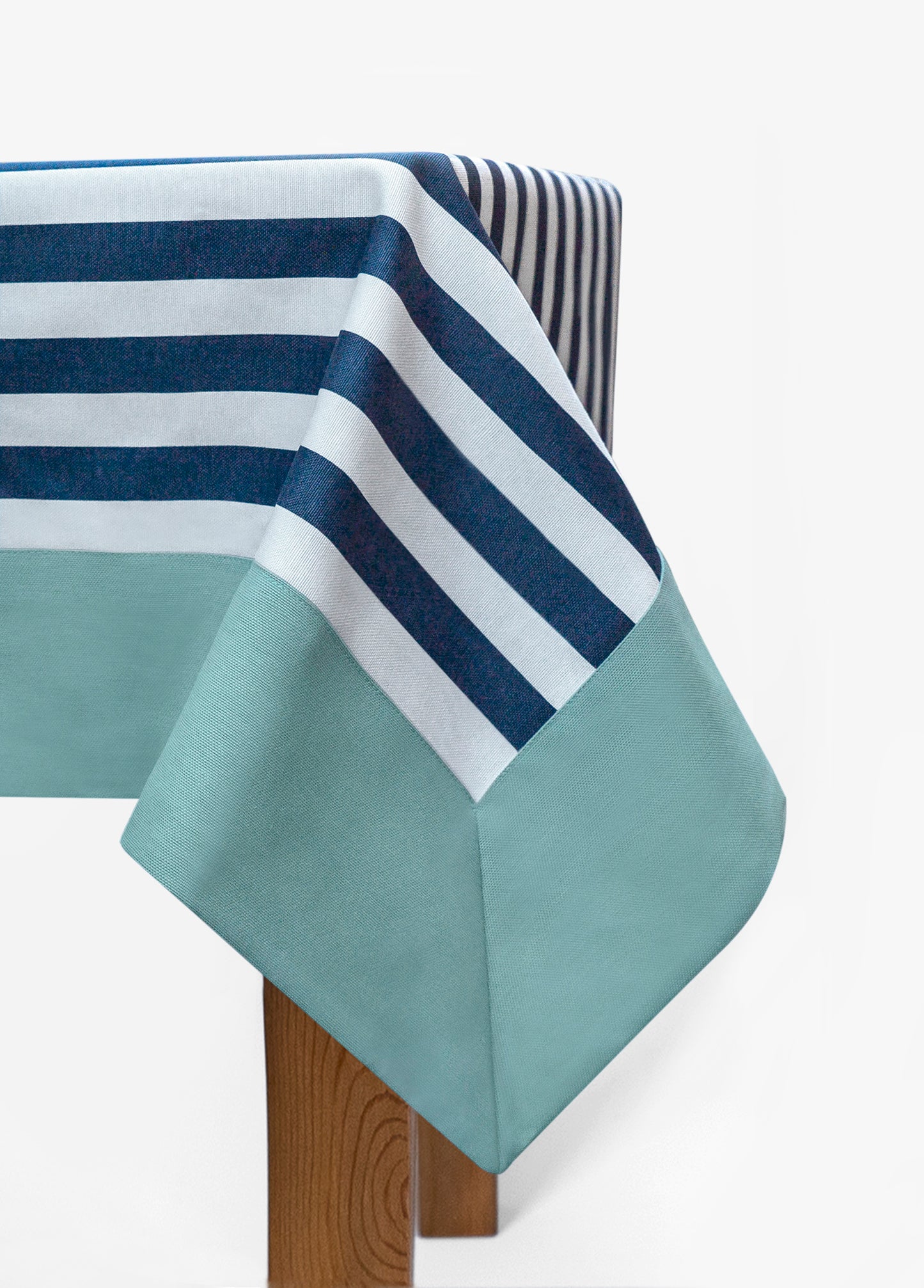 Gala Stripe Series - Navy Blue Striped Tablecloth with Blue Border 260x160 cm