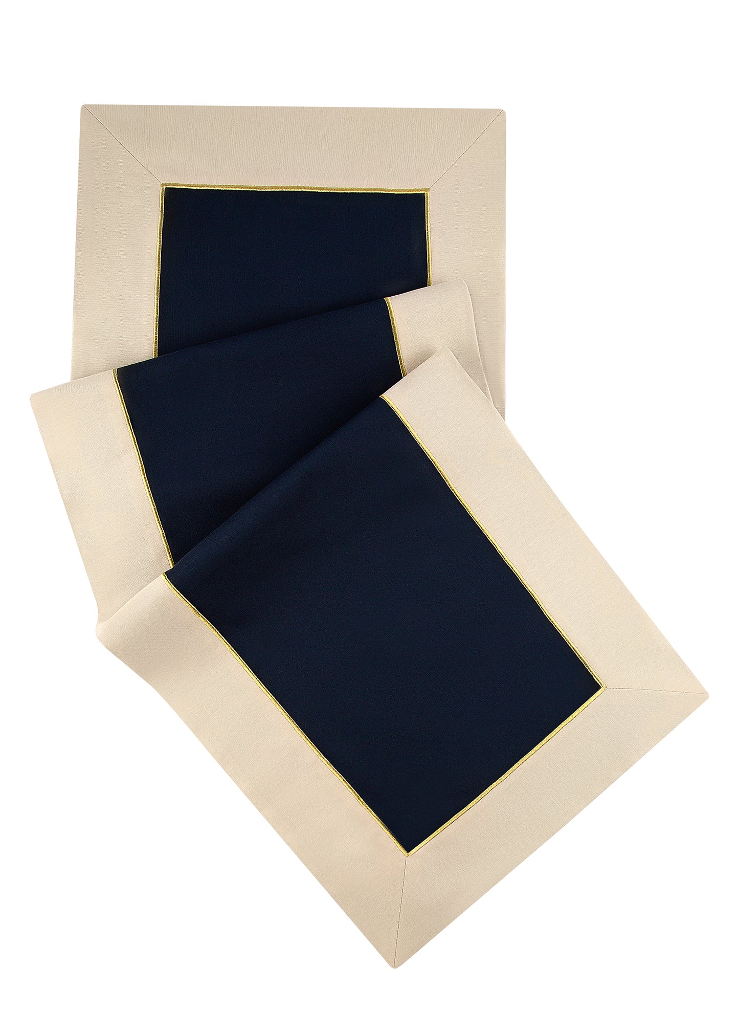Navy Blue & Beige With Gold Embroidered, Timeless Runner, 150 x 50 cm -“Midnight Shine Runner”