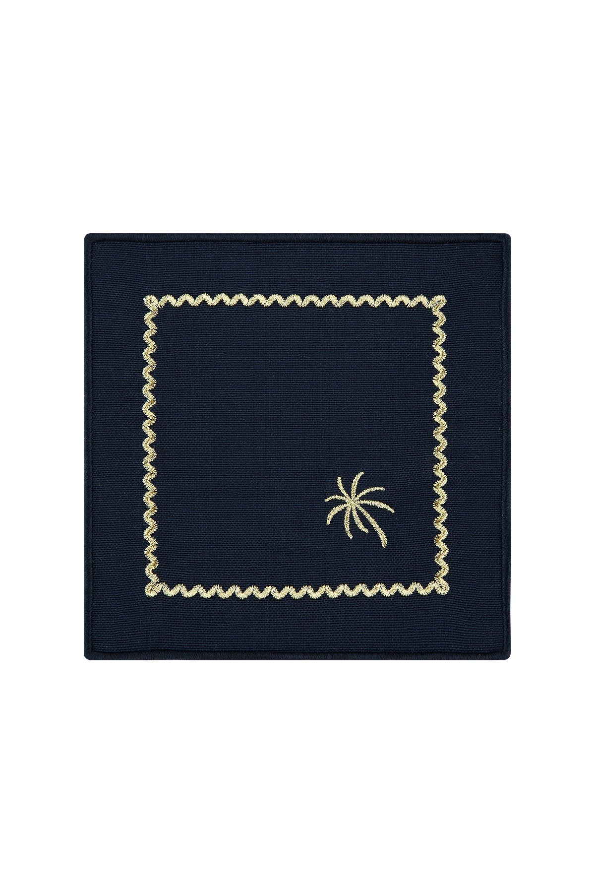 Lacivert Nakışlı 4'lü Kokteyl Peçete Seti - “Navy Palm Charm”