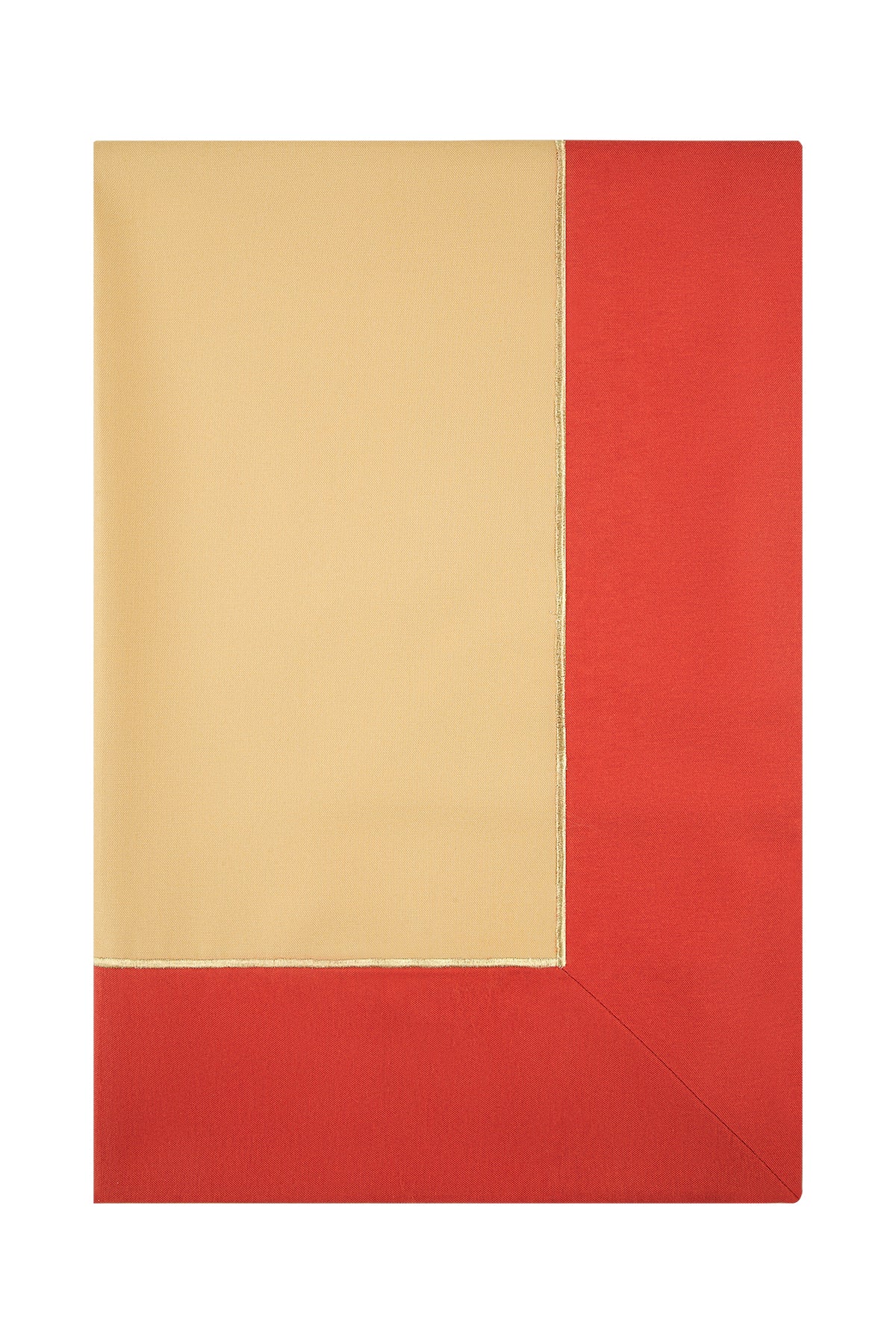 Cookie & Kiremit Kırmızı Kumaş üzerine Altın İşlemeli Zamansız Masa Örtüsü , 260x160cm -”Sunset Therapy”