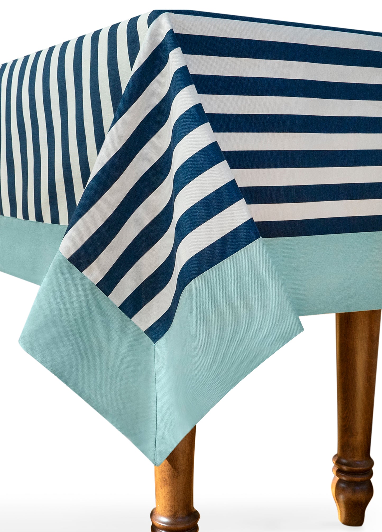 Gala Stripe Series - Navy Blue Striped Tablecloth with Blue Border 260x160 cm