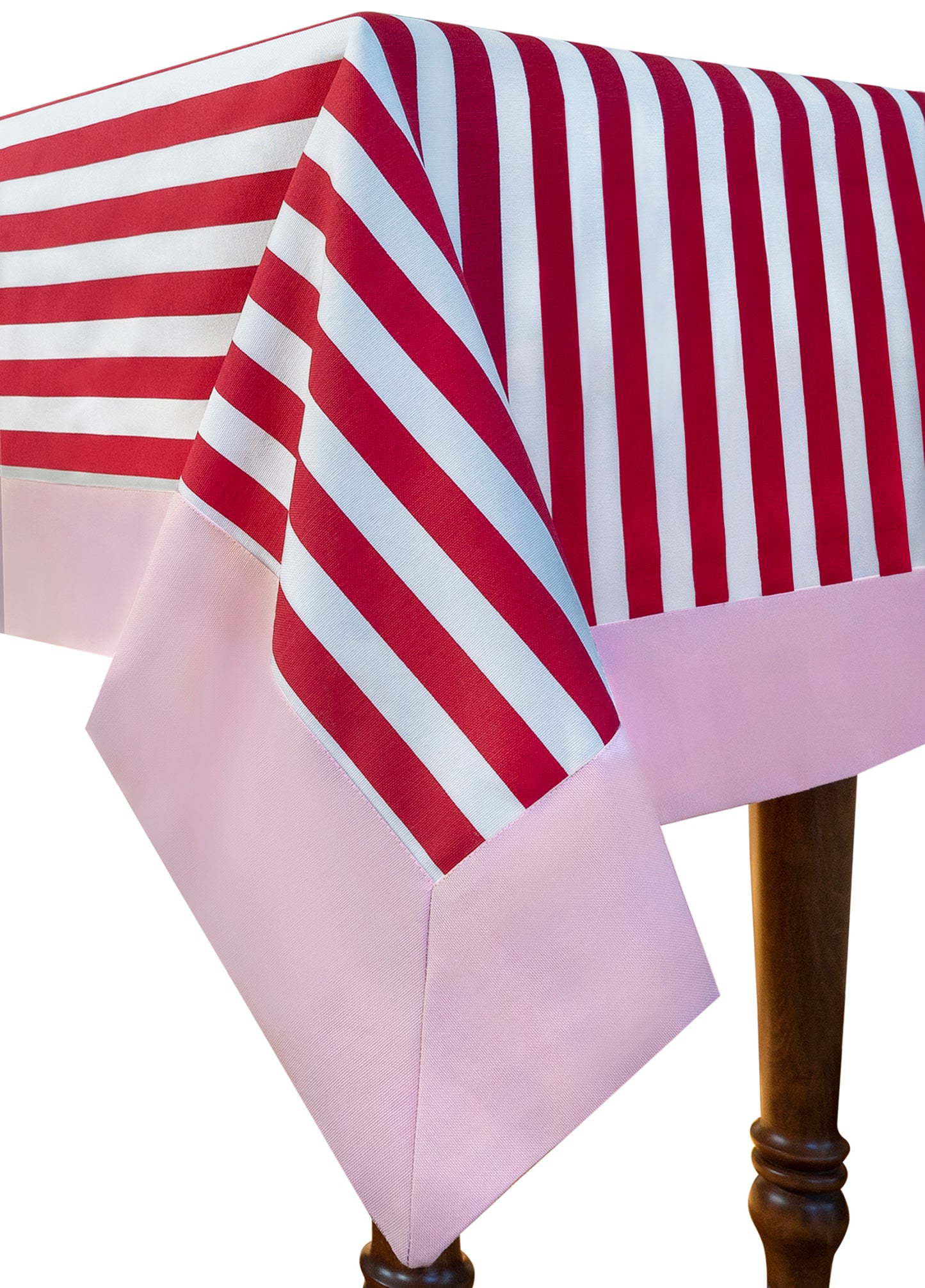 Gala Stripe Series - Red Striped Tablecloth with Pink Border 260x160 cm