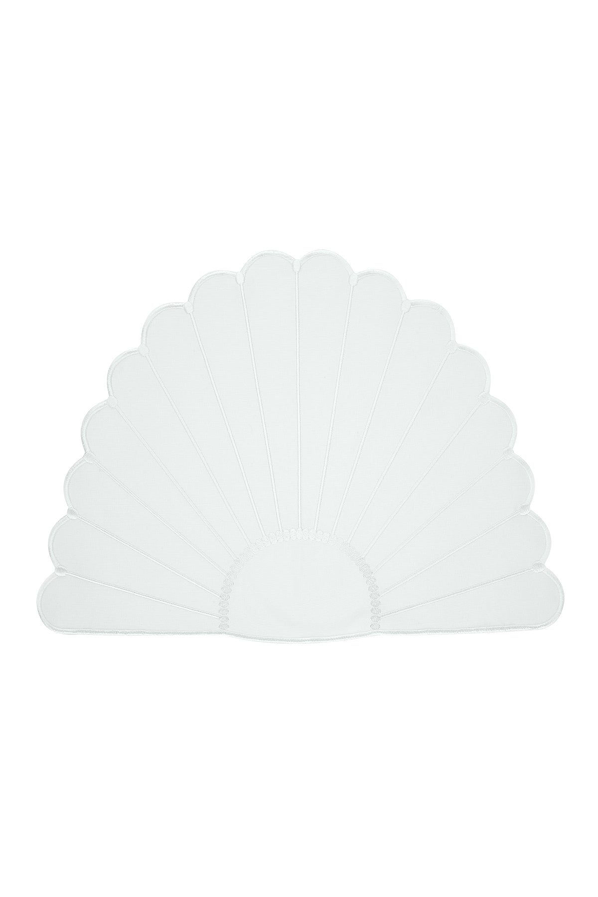 White Embroidered Placemat & Napkin Set Of 2 - “Seashell Miracle”